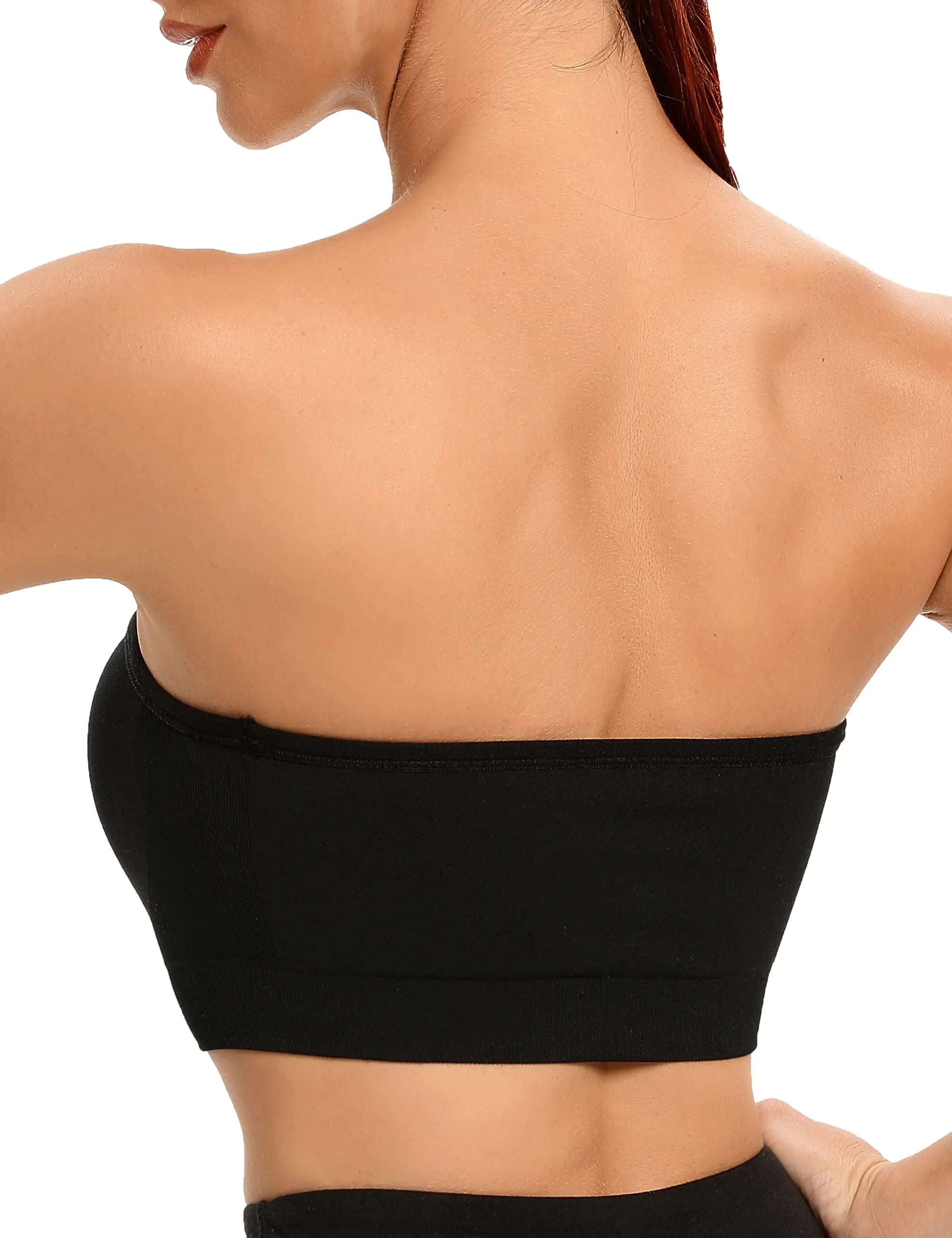 Gnowann Strapless Bras for Women Non-Slip Silicone Bandeau Bra Seamless Wireless Strapless Bra Padded Tube Top Bra Small Black