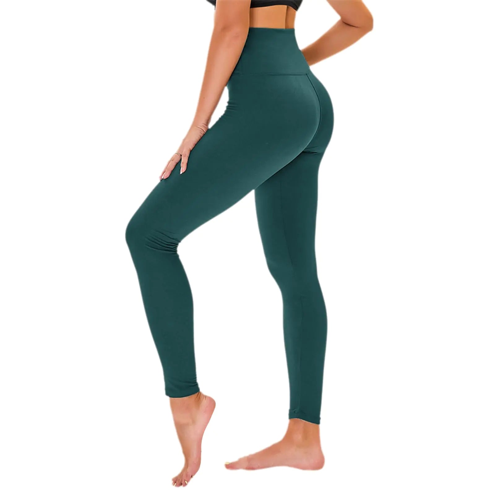 High Waisted Leggings for Women - No See Through Tummy Control Cycling Workout Yoga Pants with Pockets Reg & Plus No Pocket Small-Medium A-midnight Green