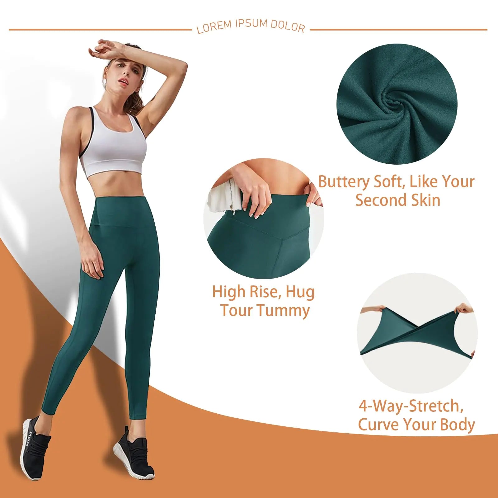 High Waisted Leggings for Women - No See Through Tummy Control Cycling Workout Yoga Pants with Pockets Reg & Plus No Pocket Small-Medium A-midnight Green