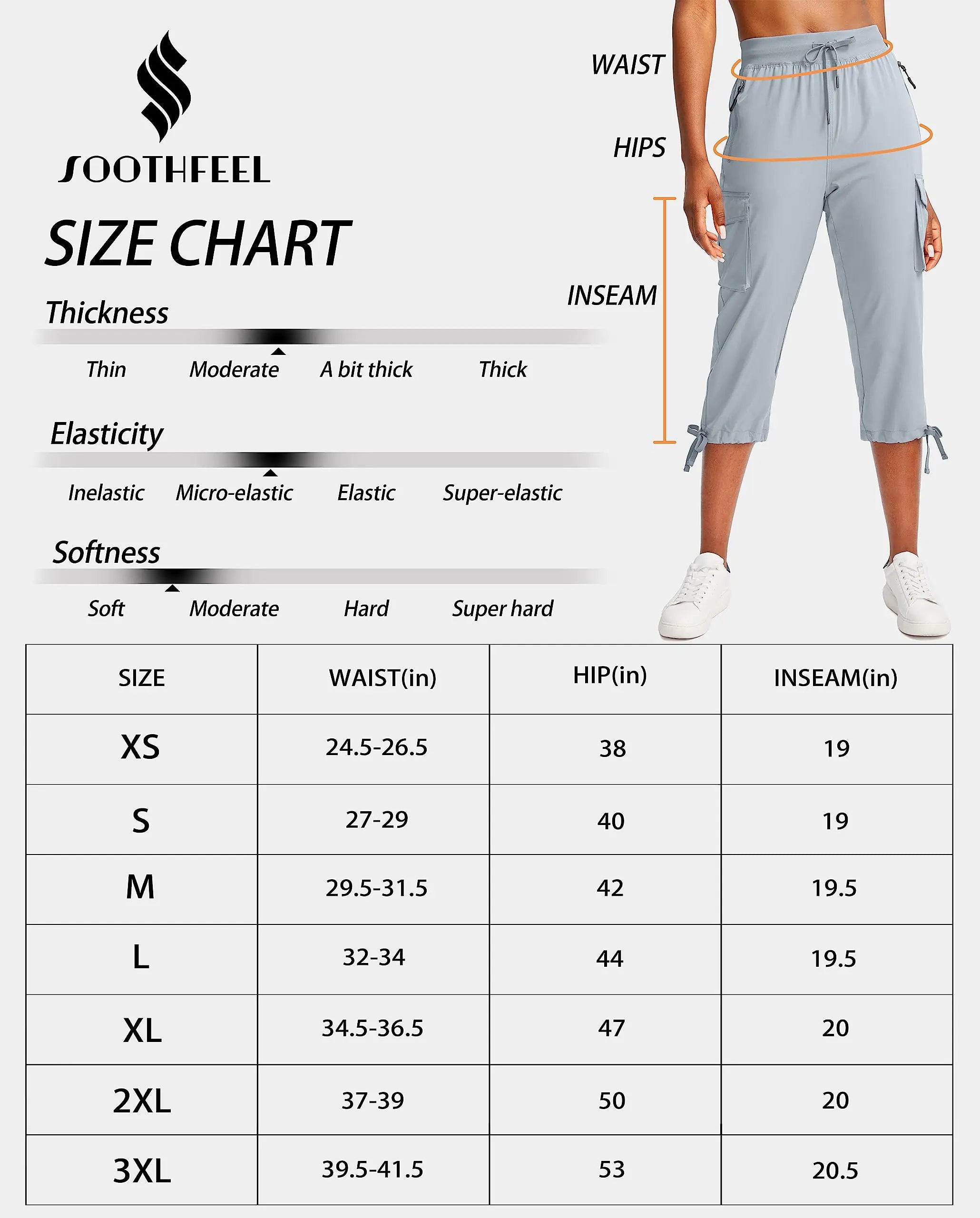 Soothfeel Women's Cargo Capris Pants with 6 Pockets Lightweight Quick Dry Travel Hiking Summer Pants for Women Casual Blue 4X-Large