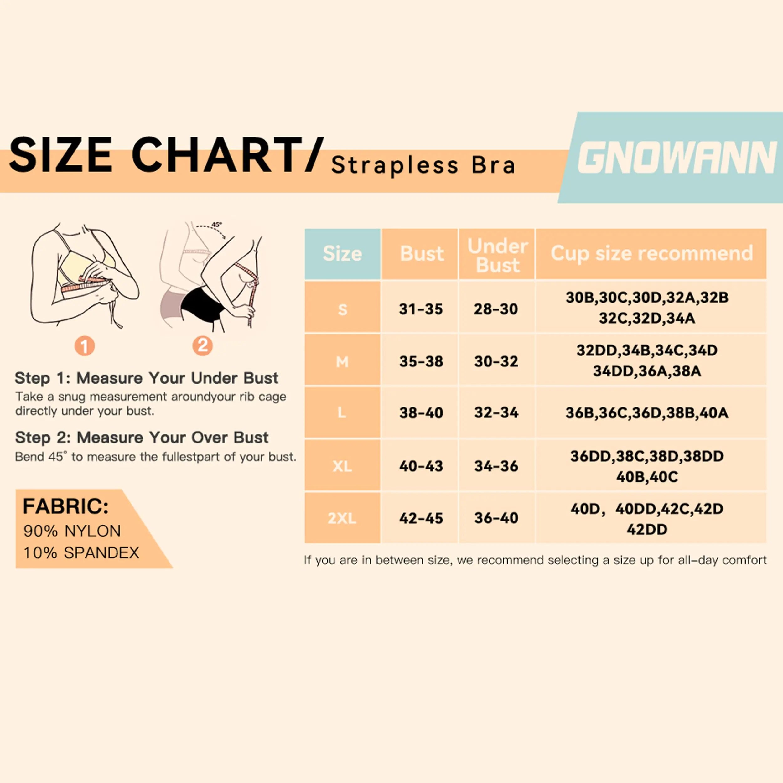 Gnowann Strapless Bras for Women Non-Slip Silicone Bandeau Bra Seamless Wireless Strapless Bra Padded Tube Top Bra Small Black