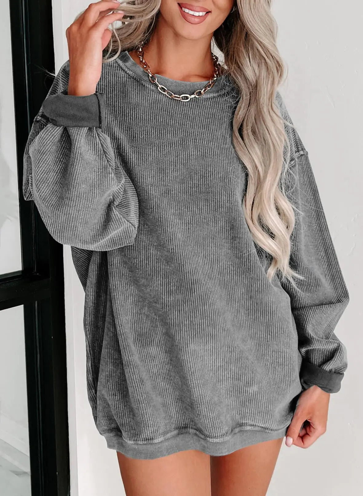 Eytino Women Plus Size Sweatshirts Long Sleeve Crew Neck Casual Oversized Soft Pullover Tops Shirts(1X-5X) 5X Q Grey