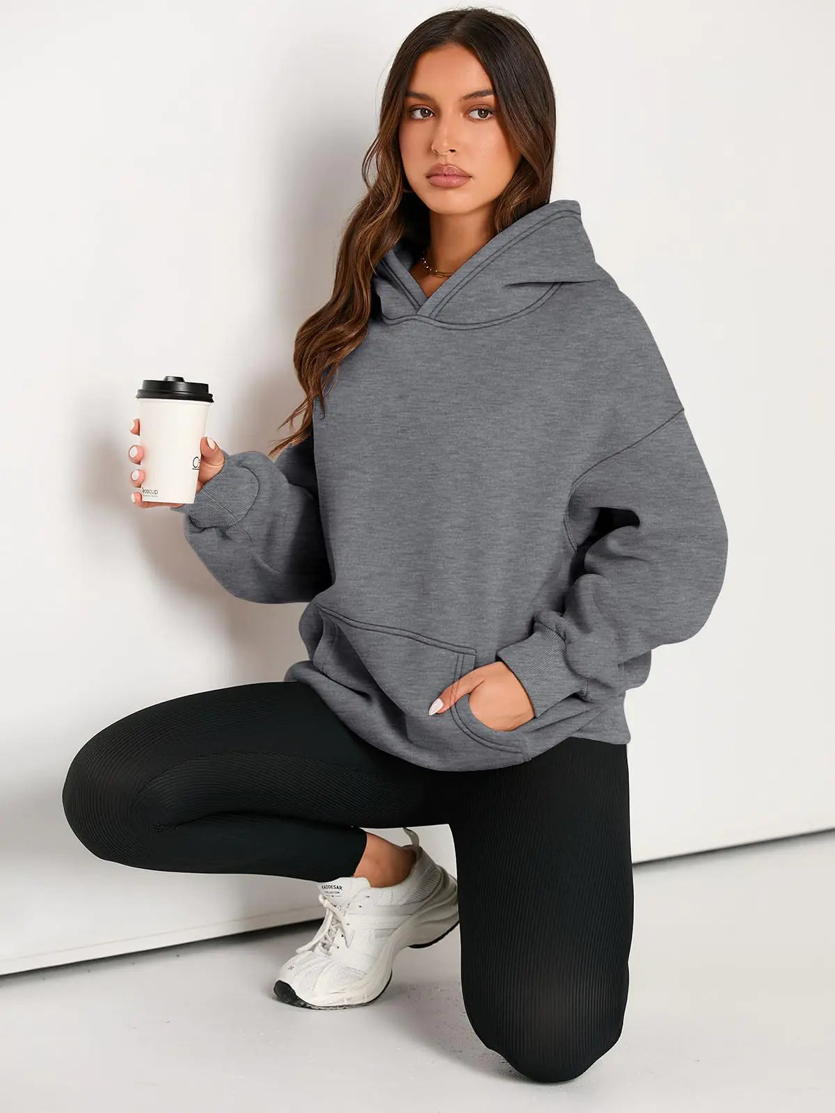 EFAN Womens Hoodies Oversized Sweatshirts Pullover Fleece Sweaters Long Sleeve Winter Fall Outfits Fashion Y2k Clothes Small Darkgrey